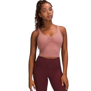 Lululemon Align Gathered Tank Top Womens 12 Pink Spice Chai Cropped Nulu LW1DBUS